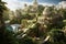 3d illustration of the hanging gardens of Babylon generative AI