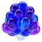 3d illustration of happy birthday balloons bunch blue purple