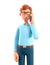 3D illustration of happy man talking on the phone. Close up portrait of cute smiling businessman using smartphone