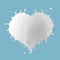 3d illustration, heart shape milk splash, Valentines day romantic symbol, liquid clip art isolated on blue background. White paint