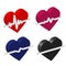 3d Illustration heartbeat line and ECG - EKG signal set Isometric heart shape