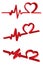 3d Illustration heartbeat line and ECG - EKG signal set and Isometric Heart shape