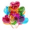 3d illustration helium balloons bunch colorful heart shaped