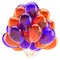 3d illustration of helium party balloons bunch blue orange colors