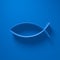 3D Illustration - Ichthys fish symbol with light above on blue