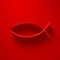 3D Illustration - Ichthys fish symbol with light above on red