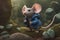 3D illustration of Illustrate an image of a timid little mouse