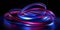 3D illustration of intertwined blue and pink neon glowing rings on black background