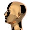 3d illustration of iron man head silhouette stylized metallic polished