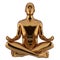 3d illustration of iron statue man yoga lotus position stylized golden