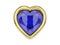 3D illustration isolated blue sapphire diamond heart in gold frame