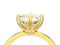 3D illustration isolated close up zoom gold traditional solitaire engagement diamond ring