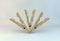 3d illustration isolated clothespin wood composition on white background - housewife concept symbol