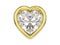 3D illustration isolated diamond heart in gold frame