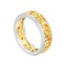 3D illustration isolated jewelry yellow gold with silver engagement wedding band ring with curve out ornament