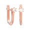 3D illustration isolated red rose gold diamond solitaire earring