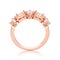 3D illustration isolated rose gold decorative ring with different round and square diamond with reflection