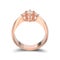 3D illustration isolated rose gold three stone diamond ring with