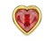 3D illustration isolated ruby diamond heart in gold frame