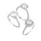 3D illustration isolated three different silver decorative diamond rings