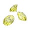 3D illustration isolated three yellow round diamonds stones