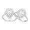 3D illustration isolated two silver decorative pear diamond ring