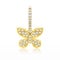 3D illustration isolated yellow gold or silver decorative diamond butterfly earring wwith reflection