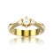 3D illustration isolated yellow gold three stone diamond ring wi
