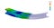 3D Illustration. Isometric view of a Von Mises stress plot & CAD model blend of an I-Beam in bending loading with scale