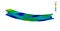 3D Illustration. Isometric view of a Von Mises stress plot of an I-Beam in bending loading with scale