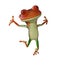 3d illustration of a jumping orange cartoon frog.