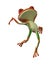 3d illustration of a jumping orange cartoon frog.