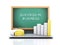 3d illustration. laptop with blackboard. business Graph and char