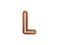 3D illustration, letter L brown color hard wood plank alphabet