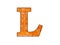 3D illustration Letter L old brick structure alphabet font isolated on white design element