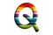 3D illustration lgbt rainbow letter Q, isolated design element , alphabet font, love parade surafce