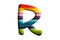 3D illustration lgbt rainbow letter R, isolated design element , alphabet font, love parade surafce