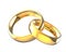 3d illustration linked gold wedding rings