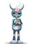 3d illustration of little robot angry demon lord extraordinary character