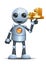 3d illustration of  little robot business success and achieve first position