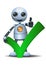 3d illustration of little robot business thumb up while holding check symbol
