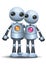 3d illustration of little robot couple hug each other