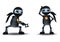 3d illustration of little robot double ninja extraordinary character