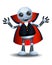 3D illustration of a little robot on halloween vampire costume