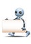 3d illustration of little robot moving blank sign communication