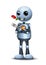 3d illustration of little robot romantic fighter extraordinary character