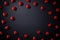3D illustration of a lot of red hearts on a black background
