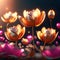 3D illustration of a lotus flower in the night. 3D rendering Generative AI