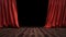 3D illustration luxury red silk velvet curtains decoration design, ideas. Red Stage Curtain for theater or opera scene