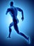 3d illustration male running pose with x-ray skeleton joint, med